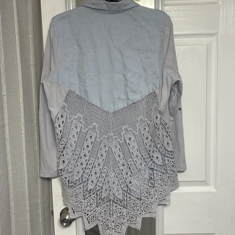 Soft Surrounding Sylvie Linen Button Down Crochet… - image 6